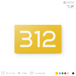 Номер на дверь 312, табличка на дверь для офиса, квартиры, кабинета, аудитории, склада, желтая 120х70 мм, Айдентика Технолоджи