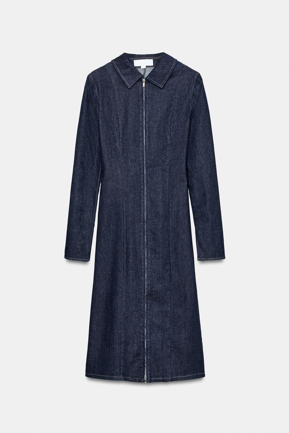 ZARA ДЖИНСОВОЕ ПЛАТЬЕ TRF НА МОЛНИИ, ТЕМНЫЙ ИНДИГО