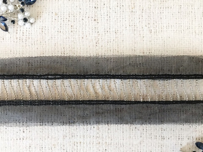 Тесьма с бусинами на сетке, ш. 6 см.