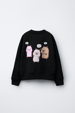 ZARA СВИТШОТ С ПРИНТОМ CAPYFUN ©, ЧЕРНЫЙ