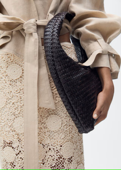 MANGO Длинная юбка c кружевом, экрю