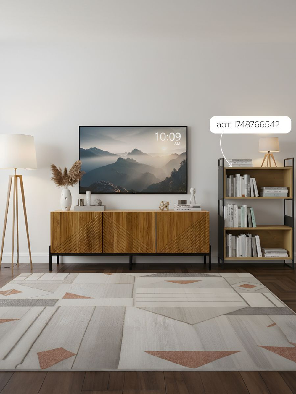 Тумба под телевизор Грувс, 51.2х135х42, с фасадами из массива дуба, Dipriz