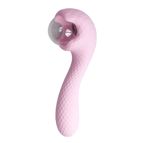 Розовый вибромассажёр 18см с электростимуляцией Youvic DF1010 Pink