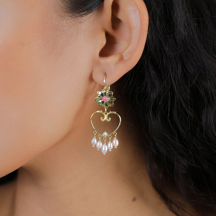 Серьги Franck Herval, Jeanne, с жемчугом и цветной эмалью, FH26.1-12-70103 (розовый)