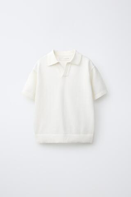 ZARA ПОЛО ИЗ ТКАНИ ПИКЕ, БЕЛЫЙ