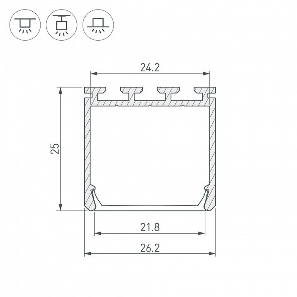 Профиль универсальный Arlight PLS-LOCK-H25-2000 ANOD 016386