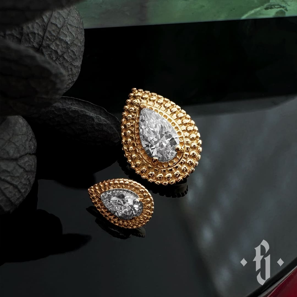 Накрутка "Blob" - Желтое золото - White CZ