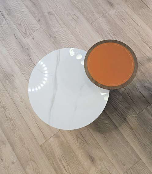 Журнальный столик 9679, две столешницы, керамика, металл