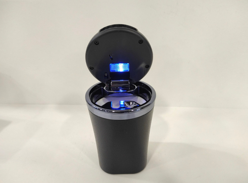 HT-852 / Пепельница-стакан хром, карбоновая крышка, черный (с подсветкой) HT-852 (1 шт.) =