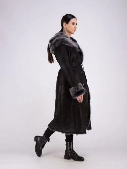 Дубленка зимняя натуральная с капюшоном длинная и теплая