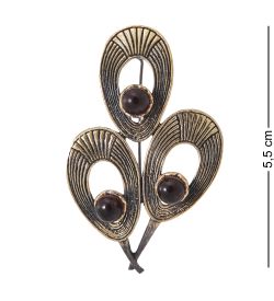 AM-4058 Брошь «Веточка Орео» (латунь, янтарь)