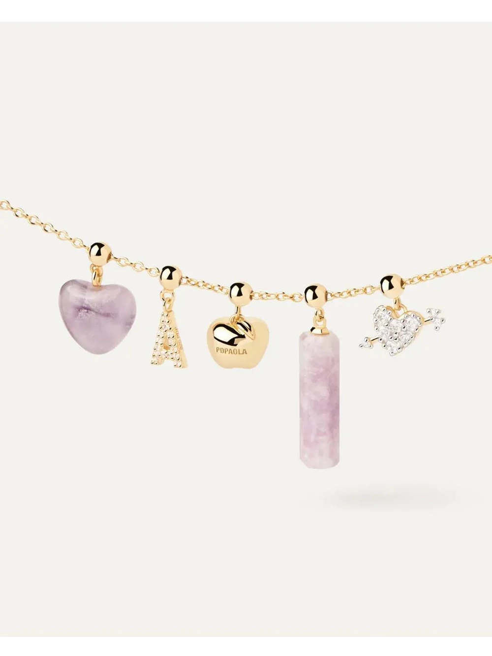 Подвеска-шарм Amethyst Heart серебро 925 пробы покрытое золотом