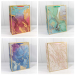 Пакет бумажный 32*45*15см с ручками "Мрамор" микс