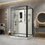 Душевая кабина Niagara Standart ST120/90/15Q/BL/BK (120х90х200) прямоугольник,поддон 15см,распашная,проф.черный,без крыши,3 места