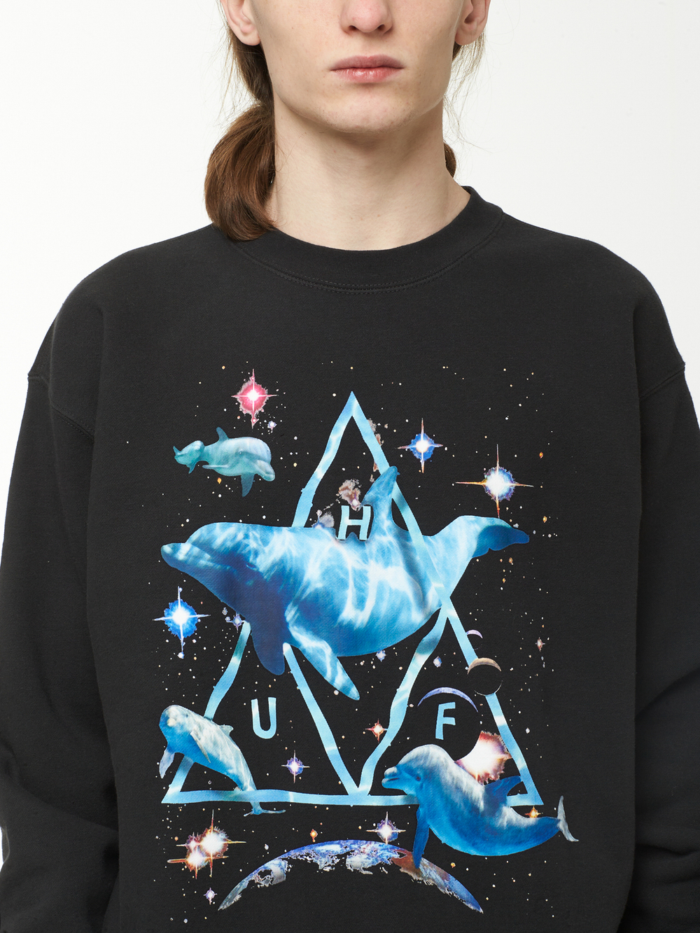 Мужская Толстовка Space Dolphins Wash Crewneck