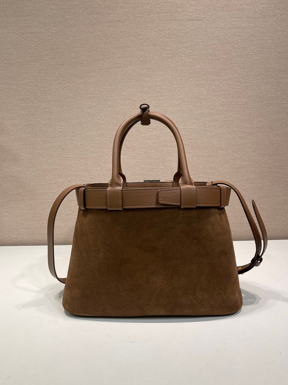 Prada Buckle Small Leather Handbag With Belt 32 cm