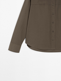 Massimo Dutti Рубашка из 100% хлопка с вышивкой, зеленый