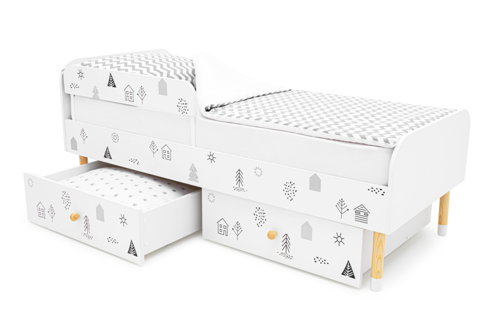 Детская кровать Бельмарко Stumpa Классика Домики ч б