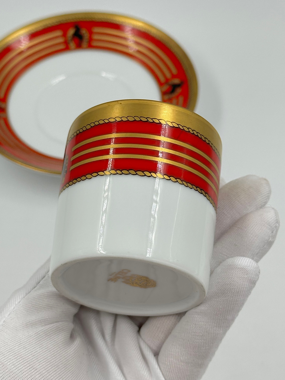 Кофейная пара Celine с красной каймой