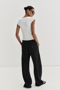 ZARA ТРИКОТАЖНЫЙ ТОП С КОМБИНИРОВАННЫМИ РУКАВАМИ, БЕЛЫЙ