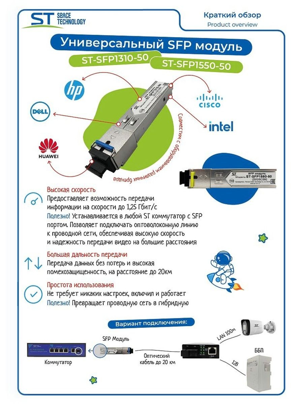 SFP модуль ST-SFP1310-50 (20/G/SC/SM)