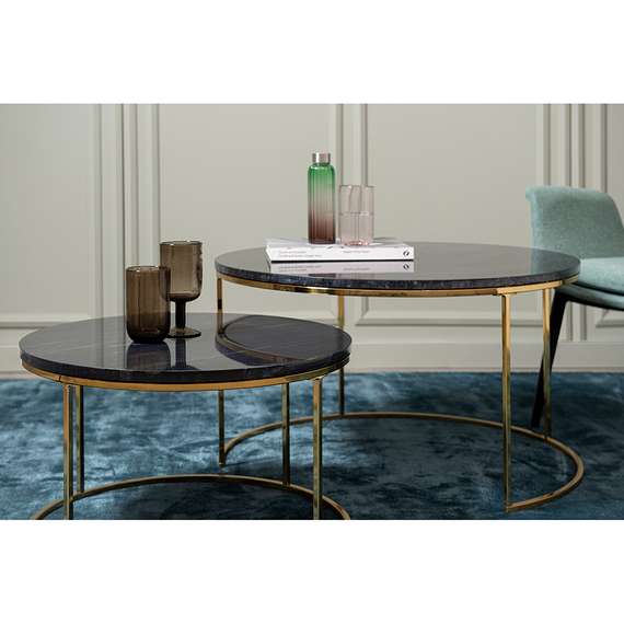 Набор столиков журнальных Hans, Ø60 см и Ø80 см, черный мрамор