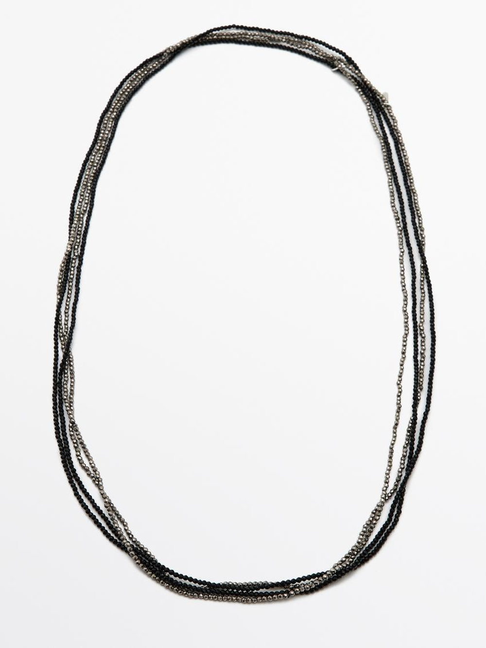 Massimo Dutti Набор из 2 длинных ожерелий со стразами, черный