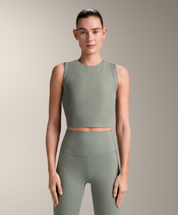 Oysho Топ Comfortlux Rib без рукавов, серый хаки