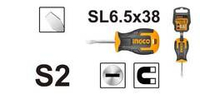 Отвертка плоская SL6.5 x 38 INGCO HS686038 INDUSTRIAL