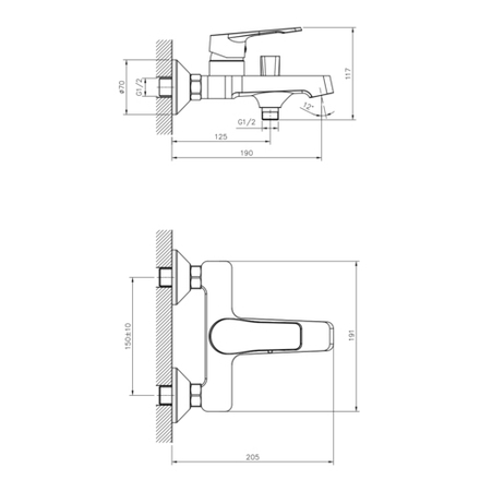 Смеситель для ванны Decoroom DR23036, однорычажный, хром