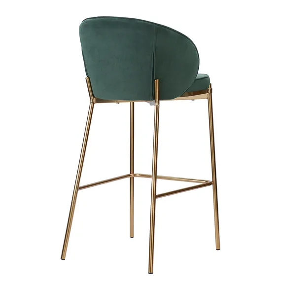 Барный Coral, темно-зеленый велюр с золотыми ножками