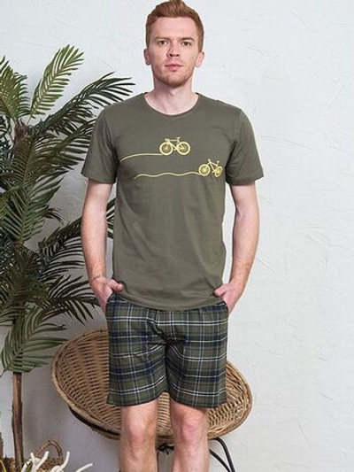 Мужской комплект с велосипедами на футболке (Размер: S) (Цвет: синий)