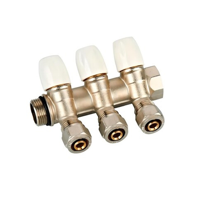 Коллектор с вент. кранами 3/4*16-3вых (БЕЛ. бар.) ViEiR (20/5шт)