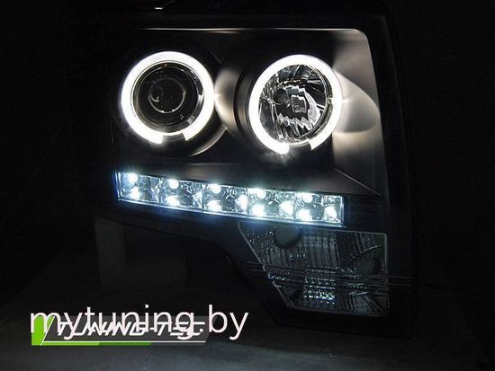 Передние фары Angel Eyes для Ford F150 XII (08-14) черные