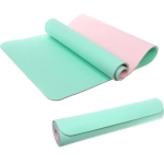 Коврик для йоги 8 мм 183х68 см «Энергия» 2х сторонний TPE, салатовый/розовый