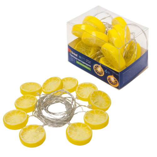ULD-S0400-010/STB/2AA WARM WHITE IP20 LEMON Гирлянда светодиодная на батарейках 2AA (не в/к), «Лимон», 4м. 10 светодиодов. Теплый белый свет. Провод п