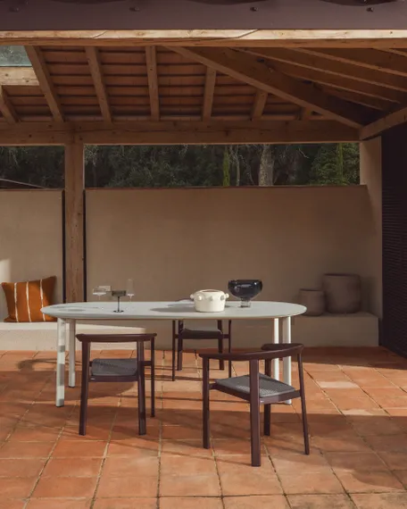 Уличный стул Erice из алюминия и шнура коричневого цвета