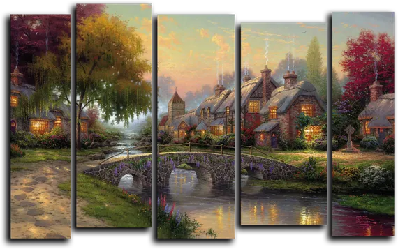 Модульная картина "Сказочная деревня"