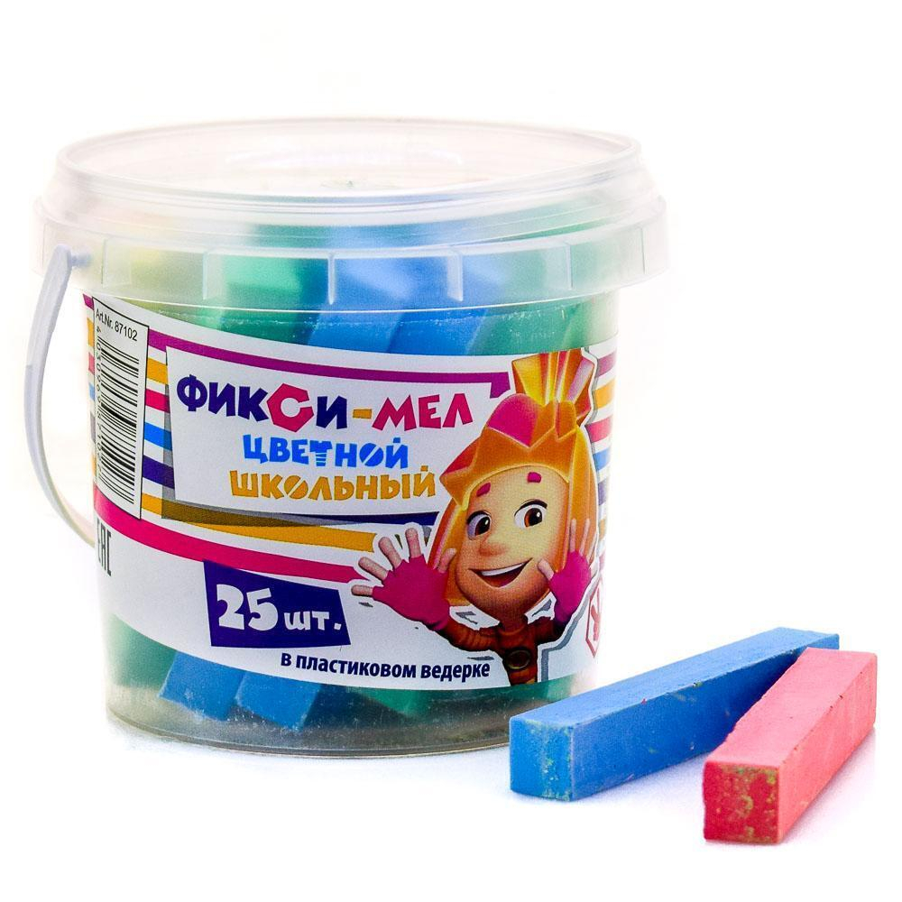 Мелки цветные "Фиксики" 25 шт., в ведре (Центрум)
