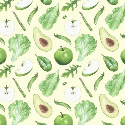 Зеленые овощи и фрукты