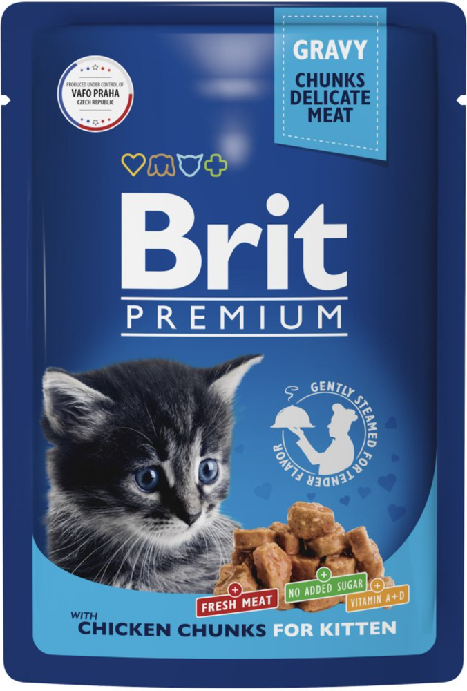 BRIT PREMIUM, Пауч для котят, Цыпленок в соусе, 85г.*14шт.