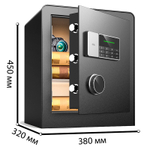 Сейф DELI "ET551" электронный замок + ключ, 380х320х450 мм, 17,5 кг, черный