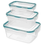 Комплект контейнеров для продуктов герметичных прямоугольны,35л+0,75л+1,3л с защелками(б
