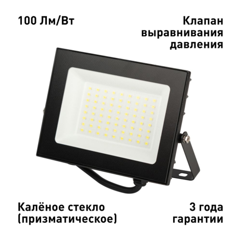 Прожектор светодиодный уличный ЭРА PRO LPR-062-0-65K-050 50Вт 6500К 5000лм IP65 призма