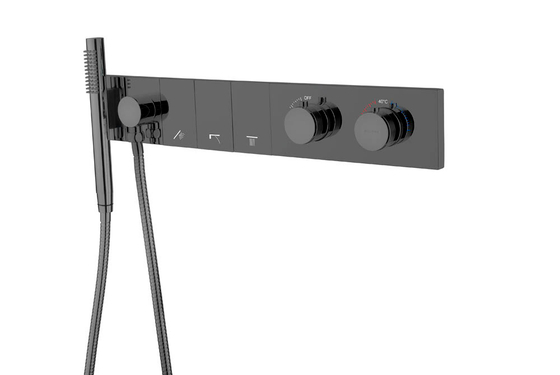 Смеситель ZODIAC THERMO с ручным душем SHINE GUN METAL
