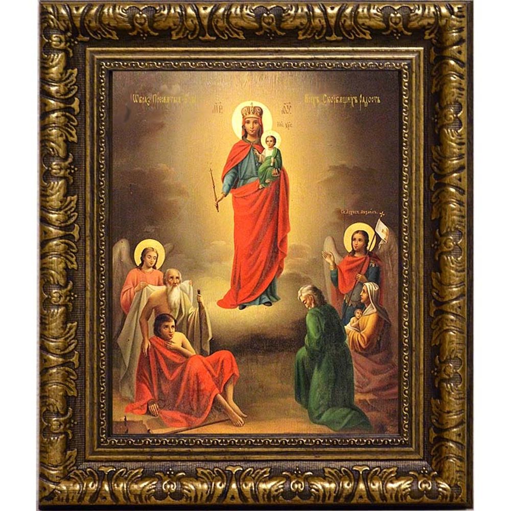 Всех скорбящих радость. Икона Божьей Матери с младенцем на руках.