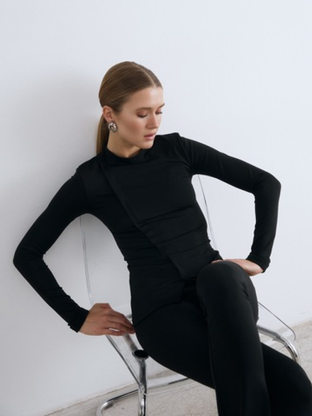 Лонгслив из бифлекса CAT, цвет чёрный