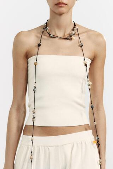 ZARA ОЖЕРЕЛЬЕ С БУСИНАМИ, ЧЕРНЫЙ