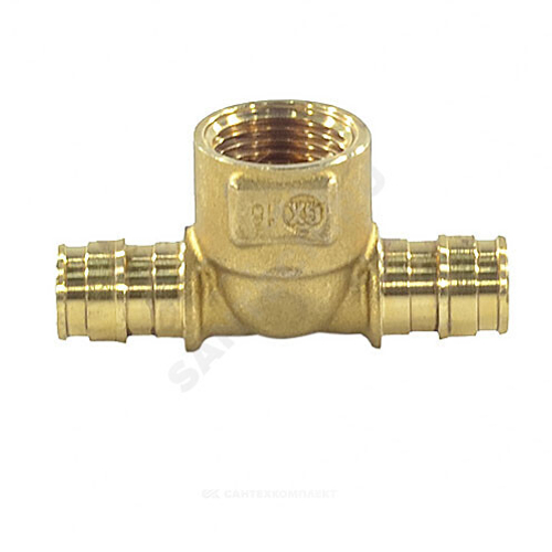 Тройник для PE-X труб радиальный латунь Дн 16х1/2"х16 ВР РОС