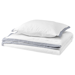 IKEA TÅTELSMYGARE  (ИКЕА ТÅТЕЛСМЙГАРЕ)  -  Пододеяльник и наволочка, белый/голубой, 150x200/50x60 см